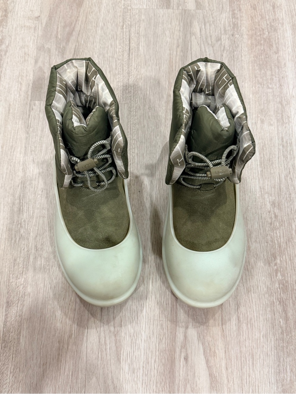 UGG Olive Suede and Puffer Ankle Boots